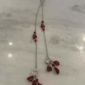 Amber and Sterling Silver Boho Necklace